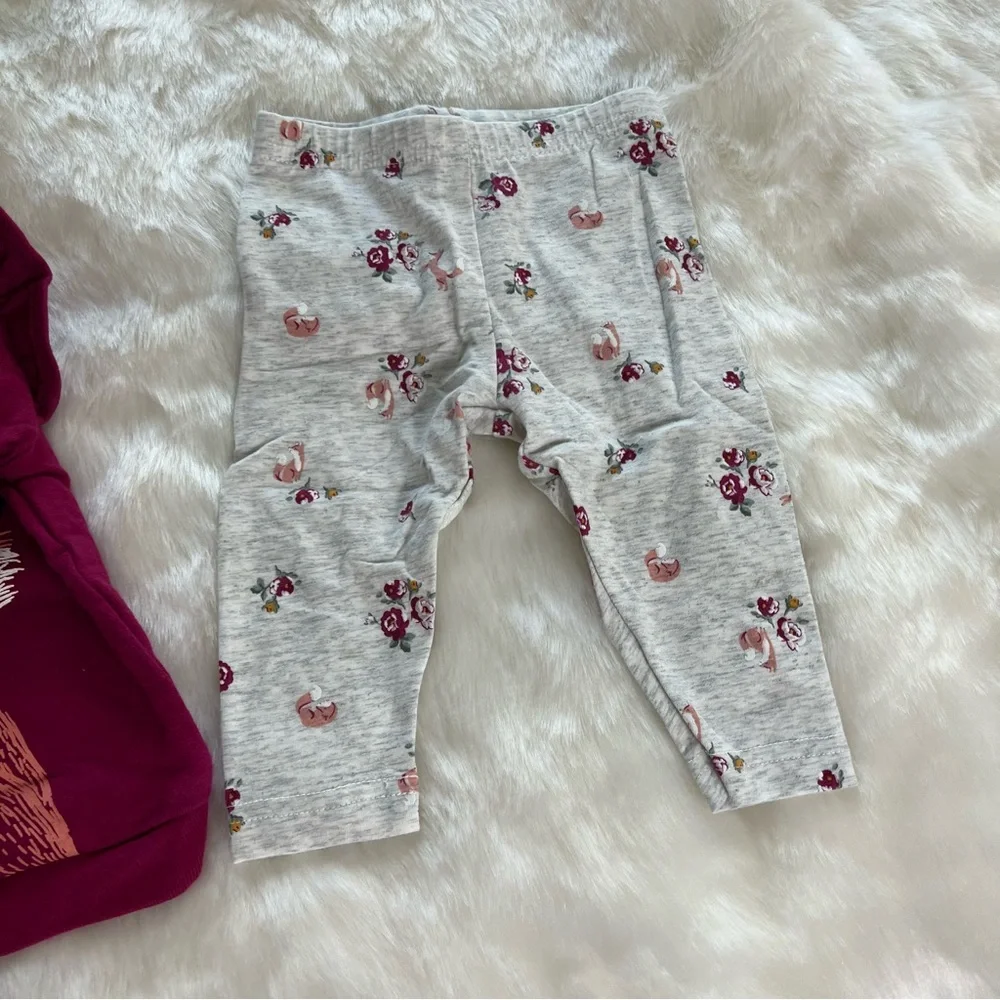 Baby 2-Piece Long-Sleeve Tee & Fox Legging Set 6‎ Months